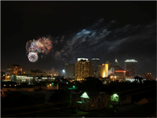 Wonderful skyline view of celebratory Oklahoma City condos.